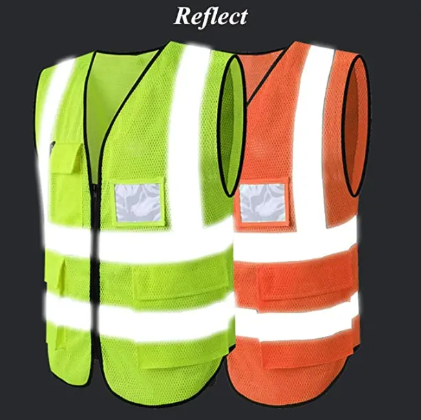 Customization Green Color Traffic Hivisible Reflective Hi Vis Jackets Safety Vest For Men