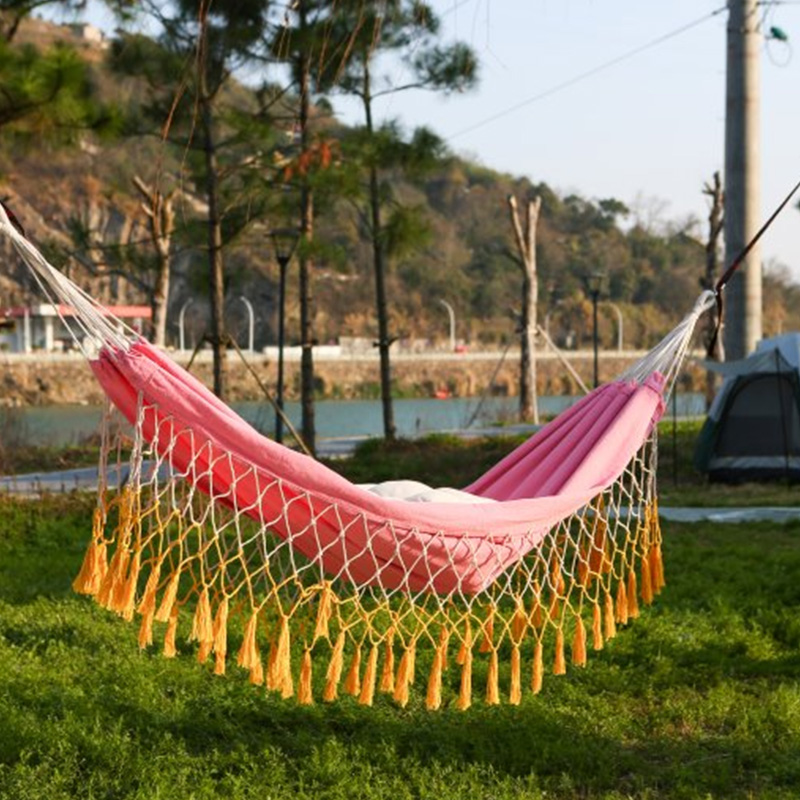 Outdoor Backyard Leisure Canvas Hanging Bed Hiking Camping Hunting Portable Foldable Beach Hammock Sleeping Swing