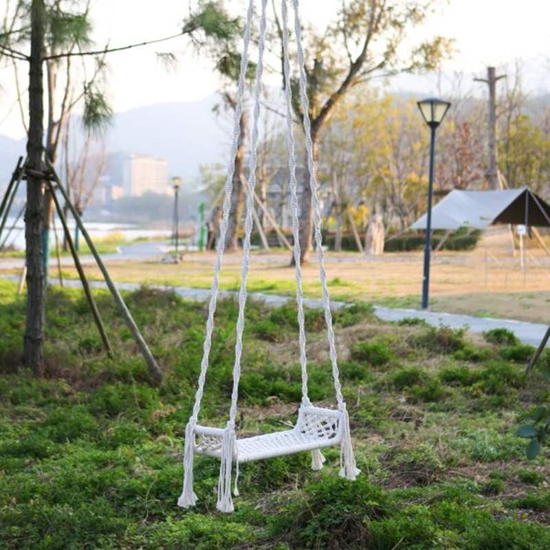 Outdoor Rectangular Platform Backyard Garden Furniture Playground Woven Swing For Children