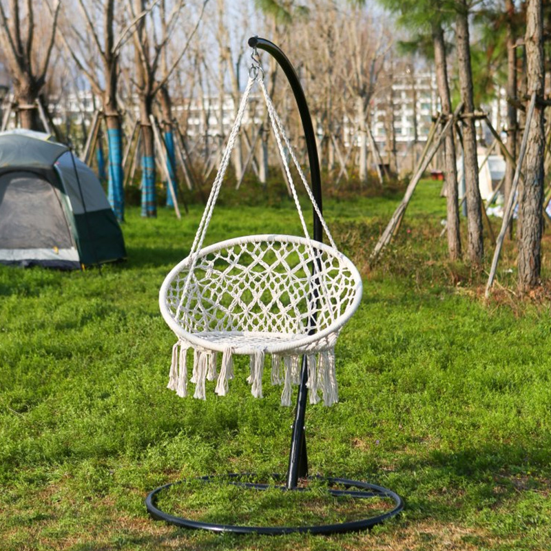 Wholesale Supplier Cotton Hanging Macrame Adult Games Swing Hammock Chair For Kids With Metal Stand