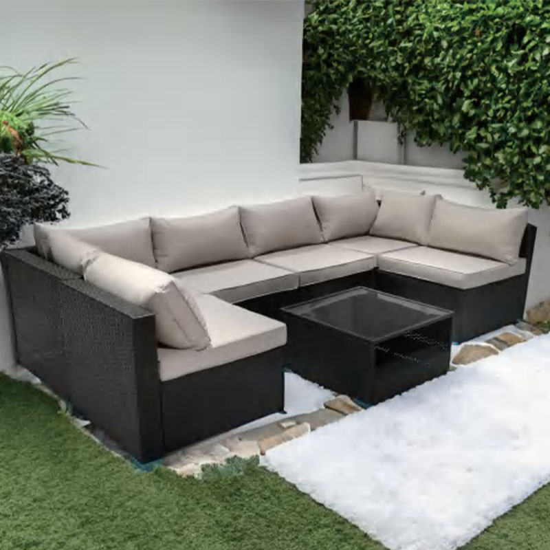 7pcs Outdoor Rattan Wicker Sectional Patio Furniture Sofa Sets Backyard Seating