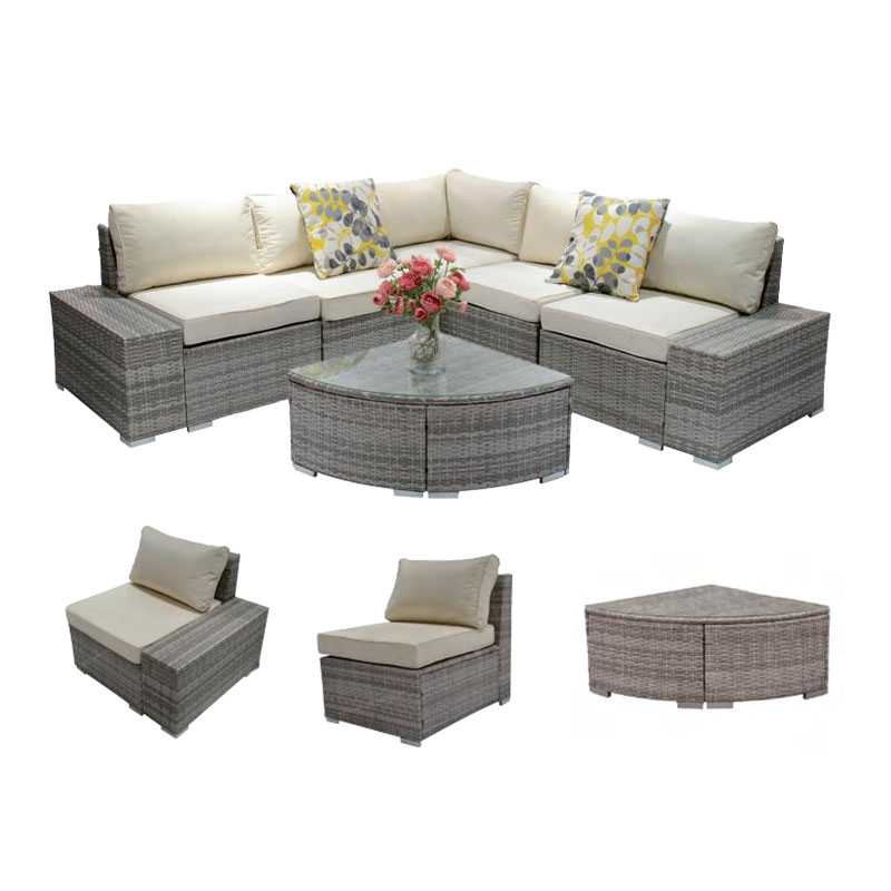 Modern Luxury Balcony Rattan Outdoor Furniture Set Patio Sectional Sofa