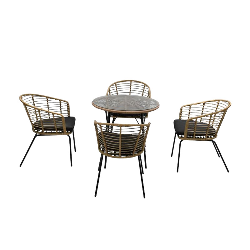 Outdoor Garden Rattan Furniture Patio Backyard Furniture Bistro Set Table And Chairs Set Of 5