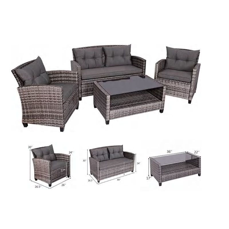 Wholesale Outdoor Furniture Rattan Wicker Patio Sectional Sofa Set With Table