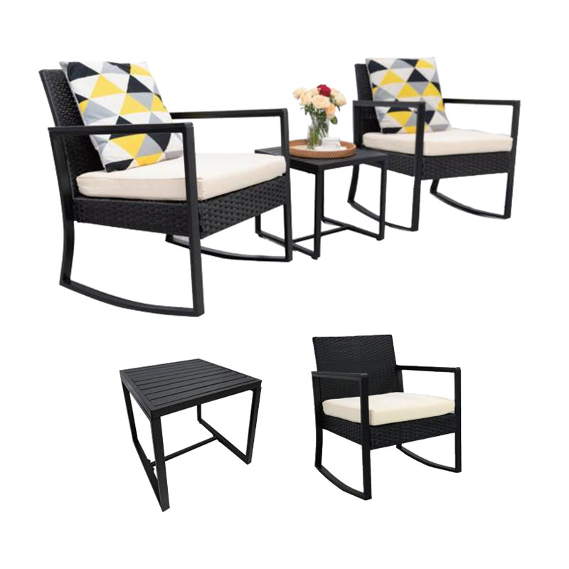 Outdoor Backyard Conversation Porch Wick Chairs Set Of 2 With Table And Cushion