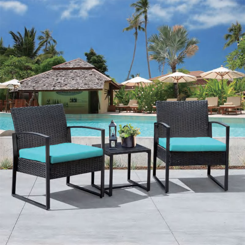 Modern Outdoor Wicker Balcony Garden Chair And Table Furniture With Waterproof Cushion