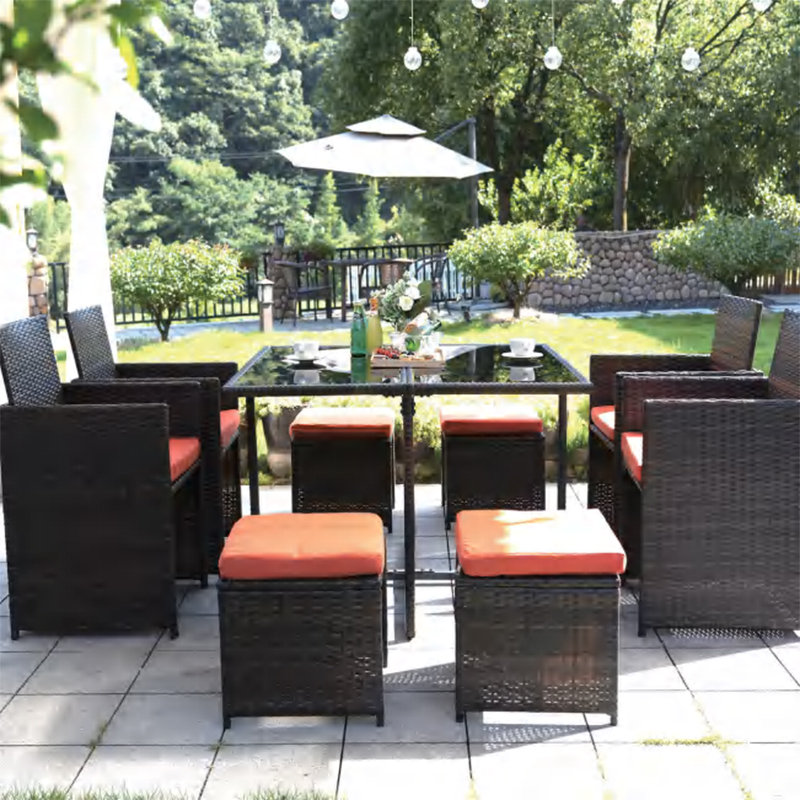 All Weather Modern Wicker Outdoor Furniture Garden Chairs Sofa And Table Conversation Set