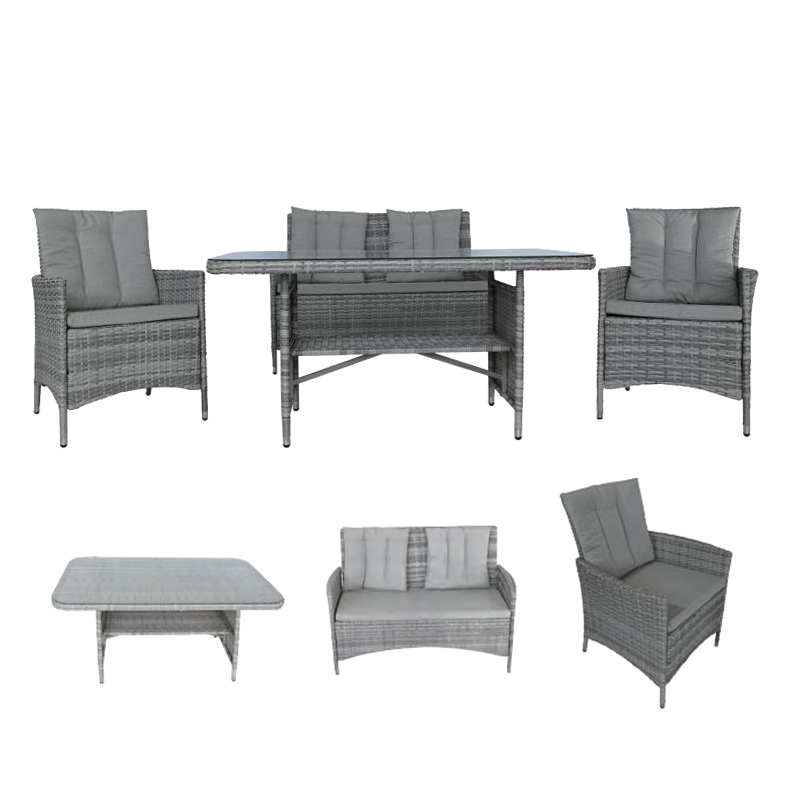 Low Price Courtyard Modern Grey Wicker Outdoor Rattan Wicker Furniture Patio Couch Set