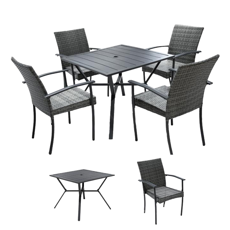 Contemporary Comfy Outdoor Metal Sectional Backyard Patio Furniture With Table