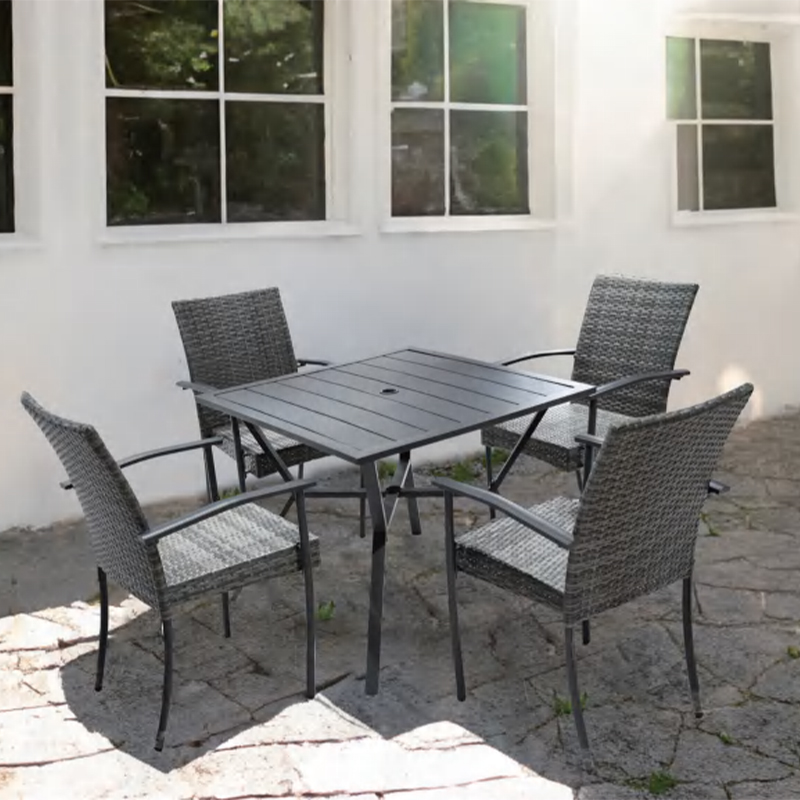 Contemporary Comfy Outdoor Metal Sectional Backyard Patio Furniture With Table