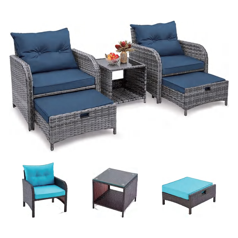 3 Pieces 2 Chairs And 1 Table Outdoor Bistro Set Garden Rattan Furniture