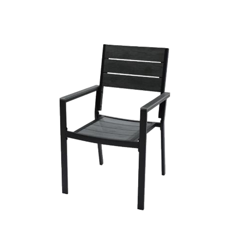 Modern Garden Aluminum Dining Cozy Outdoor Large Patio Rattan Chair With Plastic Wood Slats