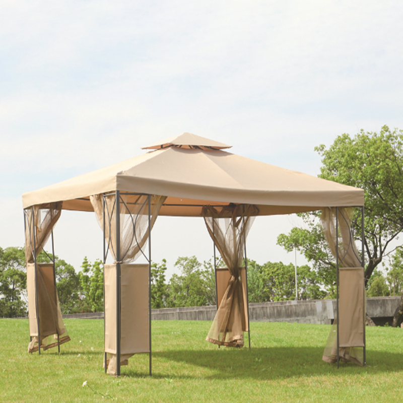 Metal Polyester Roof 3x3m Gazebo With Cover And Mosquito Netting For Sidewalls