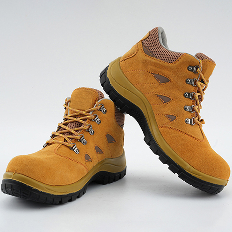 Oil Resistant Anti Slip Protective Fashionable Split Leather Pu Injection Safety Shoes