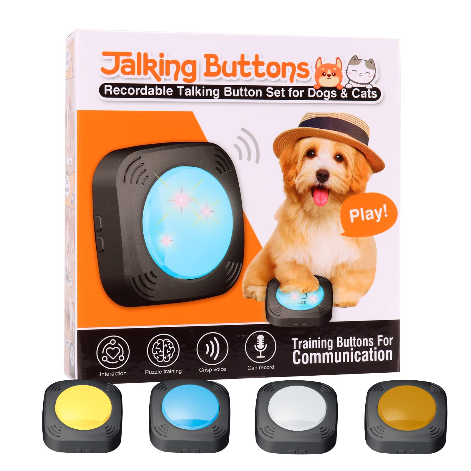 Recordable Voice Commands Talking Pet Button Set Cat Communication Buttons Dog Talking Button Set