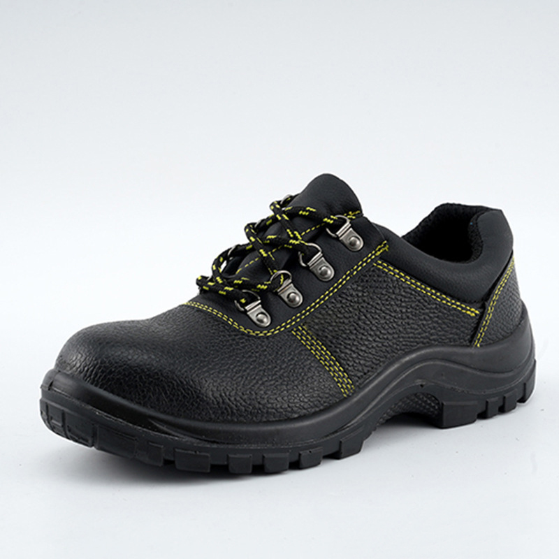 Anti slip Anti puncture Light Weight Construction Safety Shoes Black Waterproof Leather Work Boots Safety Shoes For Workers