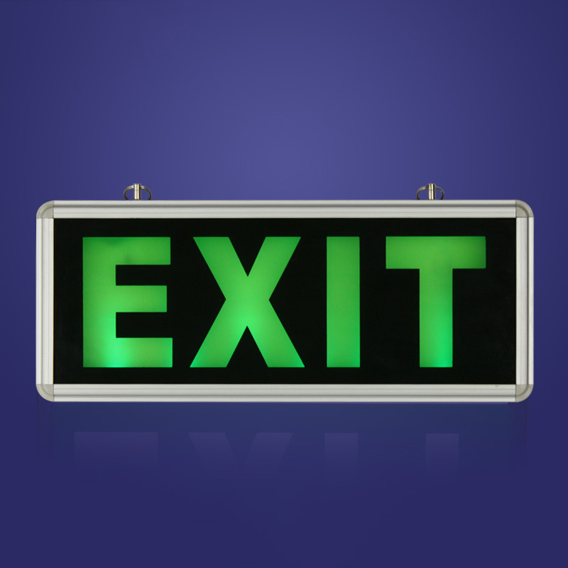 Hallway Emergency Lighting Fire Sign Exit Light Adjustable Two LED Heads Rechargeable Battery Backup Exit Sign