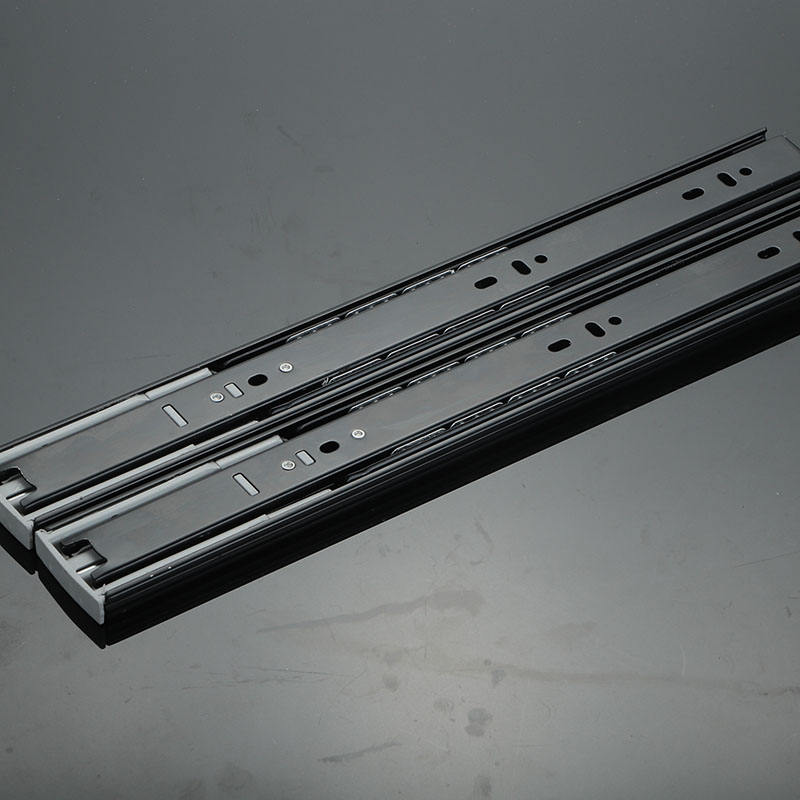 Soft Close Iron Black 3-Fold Full Extension Ball Bearing Drawer Slide Rail For Cabinet Accessories