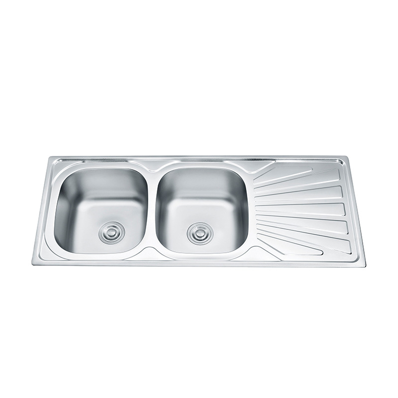 Fashion Atteractive Design Double Bowl Ss Kitchen Sink With Drainboard Washing Board