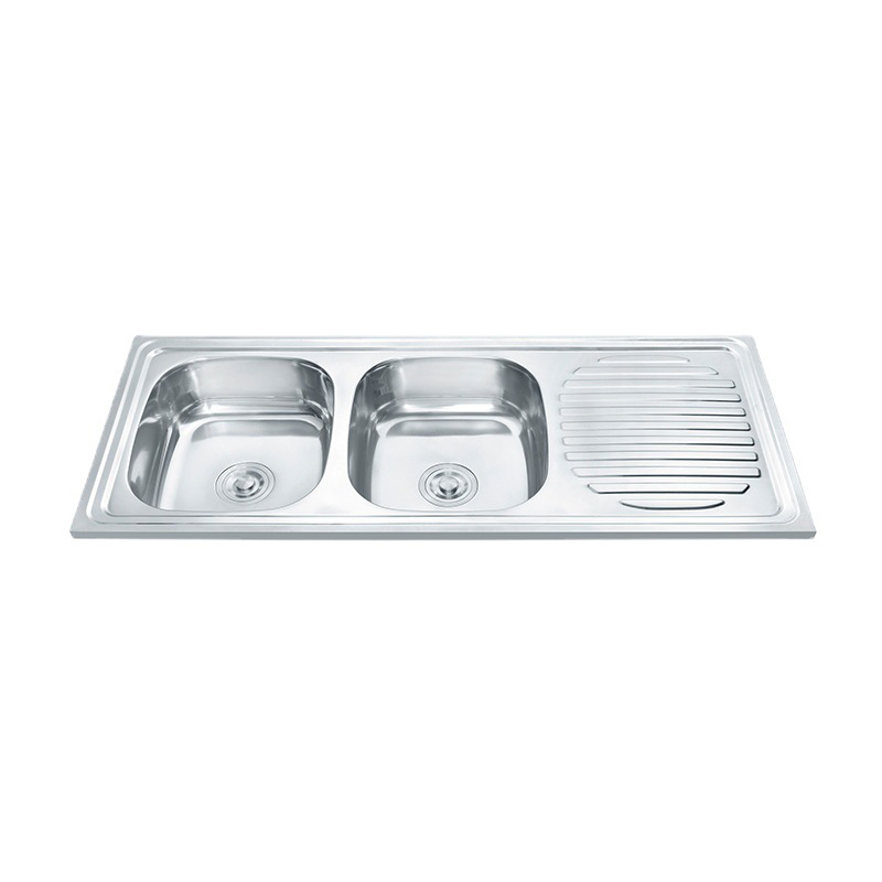 Fashion Atteractive Design Double Bowl Ss Kitchen Sink With Drainboard Washing Board