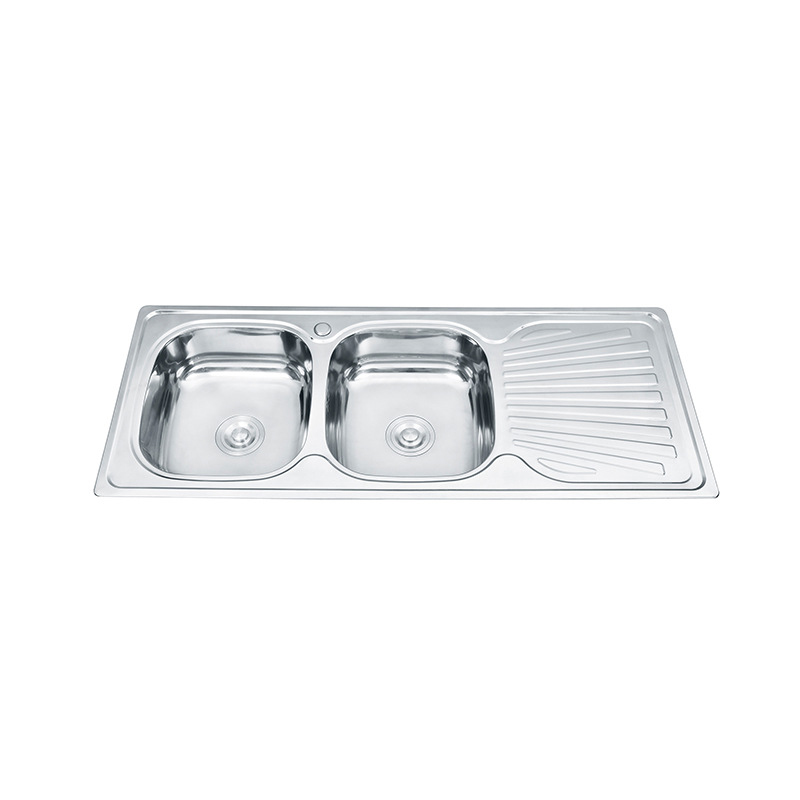 Fashion Atteractive Design Double Bowl Ss Kitchen Sink With Drainboard Washing Board