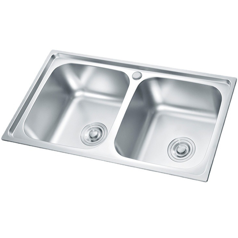 Square Popular Design Easy Clean Kitchen Sink 304 Stainless Steel Double Bowl