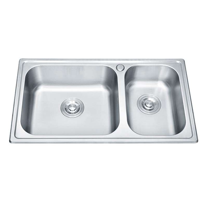 Rectangular Modern Graphic Design Undermount Stainless Steel Double Bowl Kitchen Sink