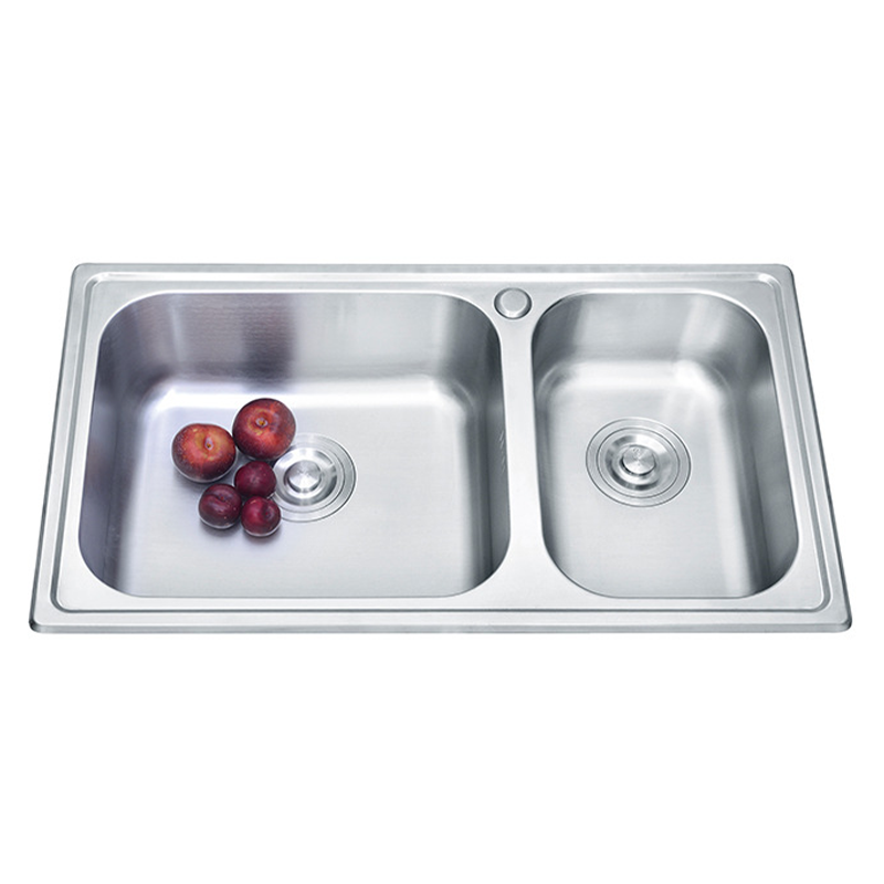 Rectangular Modern Graphic Design Undermount Stainless Steel Double Bowl Kitchen Sink