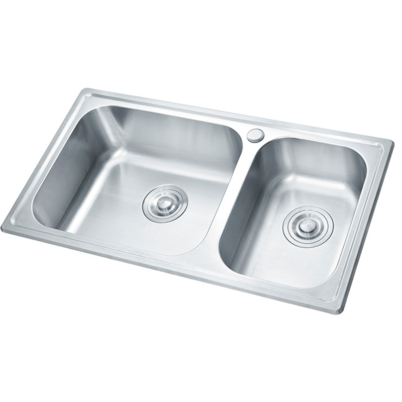 Rectangular Modern Graphic Design Undermount Stainless Steel Double Bowl Kitchen Sink