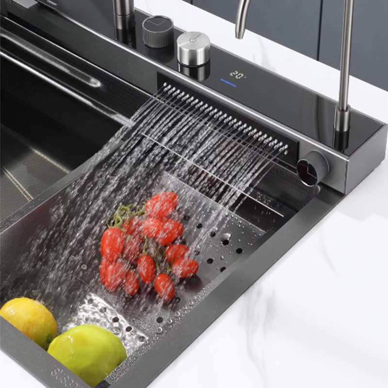 Durable Stainless Steel Multi Function Smart Flying Rain Kitchen Large Sink