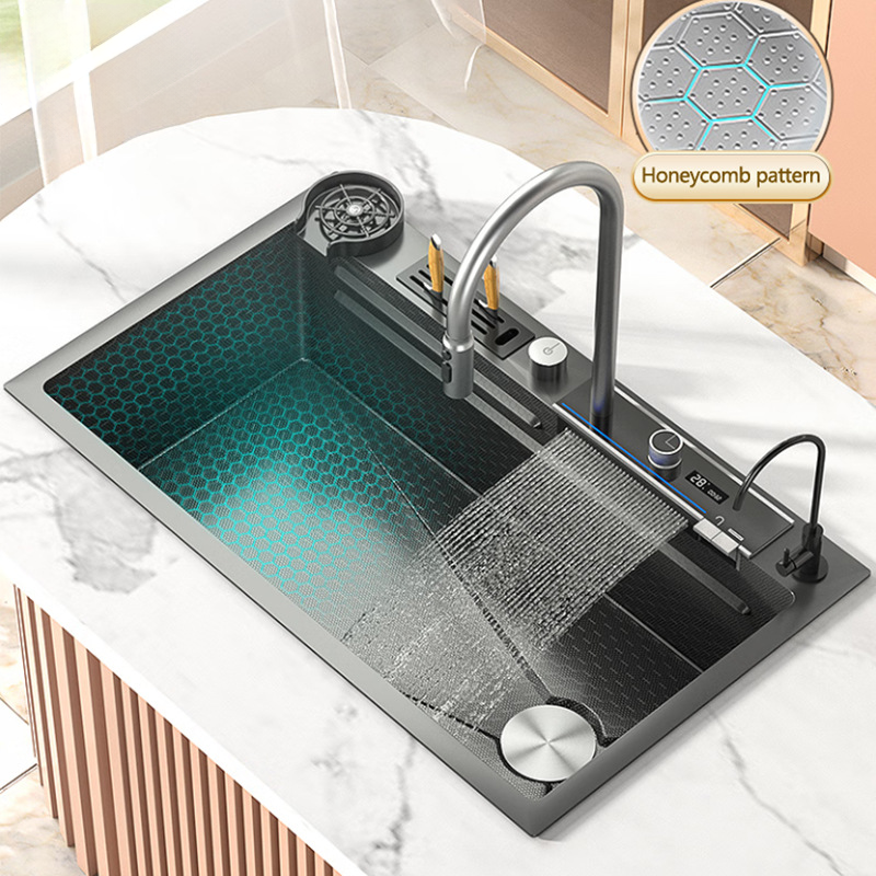 Durable Stainless Steel Multi Function Smart Flying Rain Kitchen Large Sink