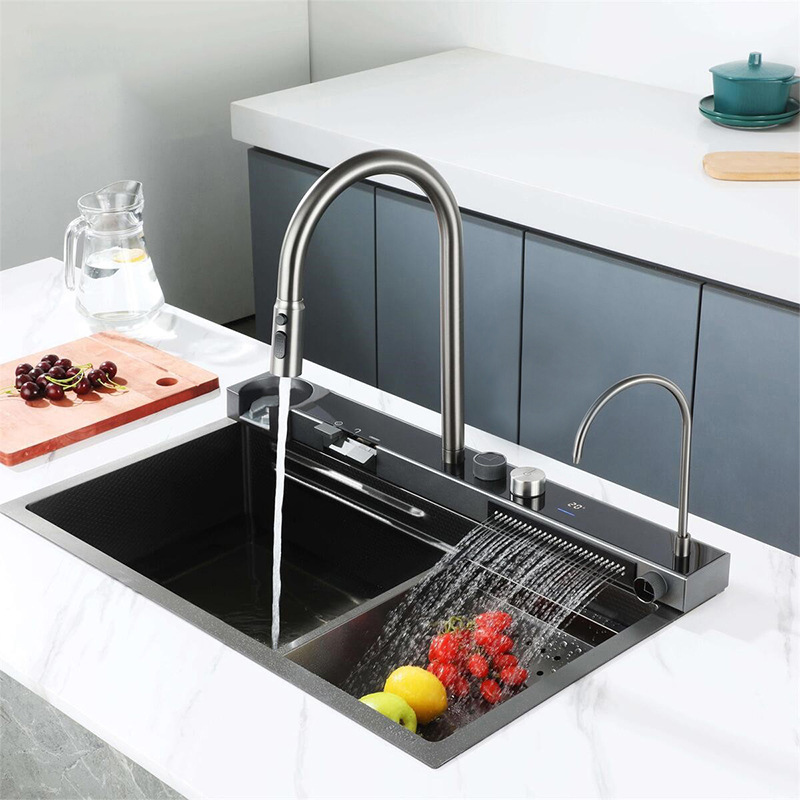 Durable Stainless Steel Multi Function Smart Flying Rain Kitchen Large Sink