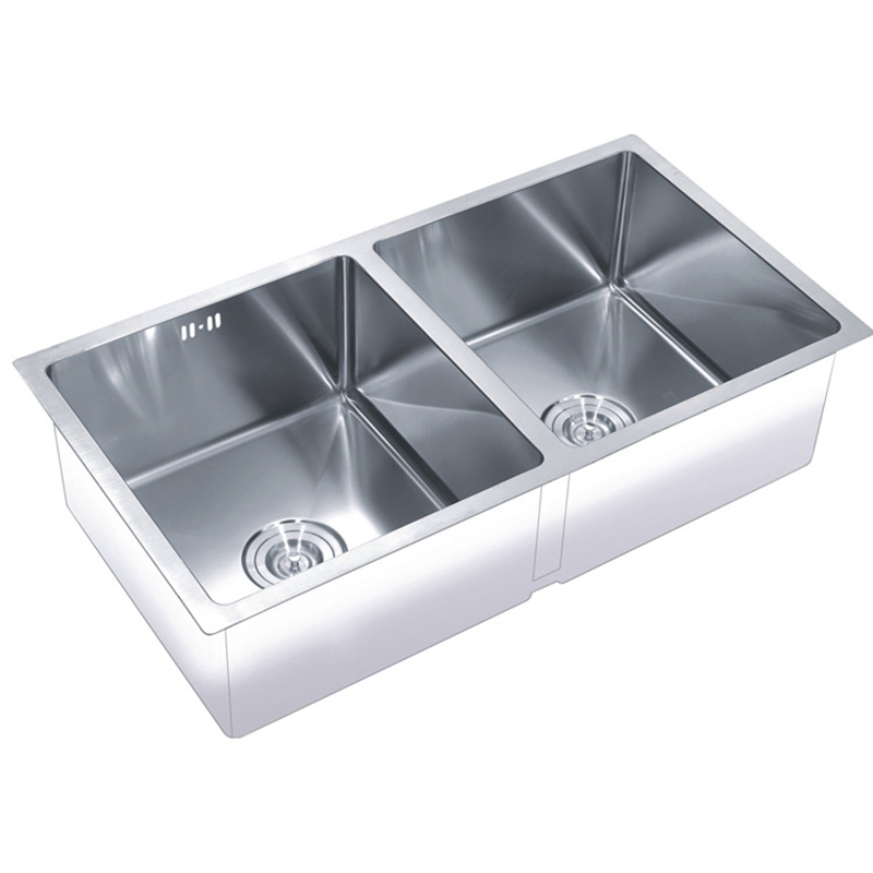 High Quality Customized 2 Bowls Double 304 Stainless Steel Kitchen Sink Square Basin