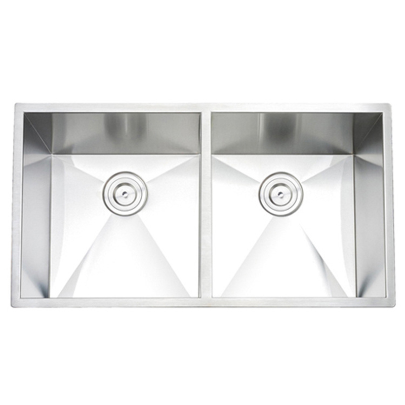 High Quality Customized 2 Bowls Double 304 Stainless Steel Kitchen Sink Square Basin