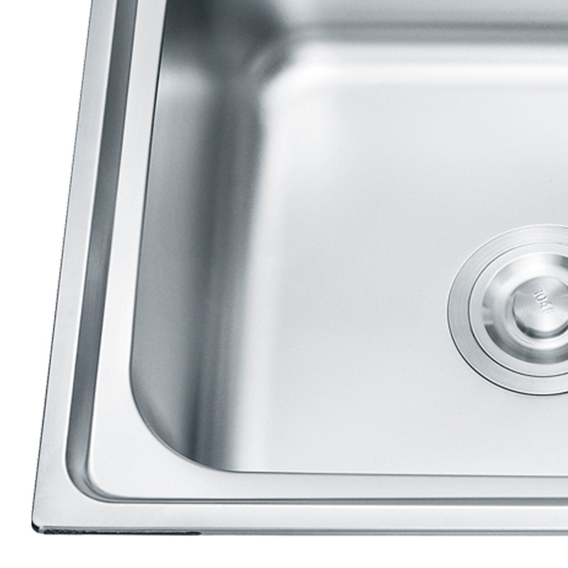 Modern Polished Surface 201/304 Stainless Steel Machine Pressed Single Bowl Kitchen Sink