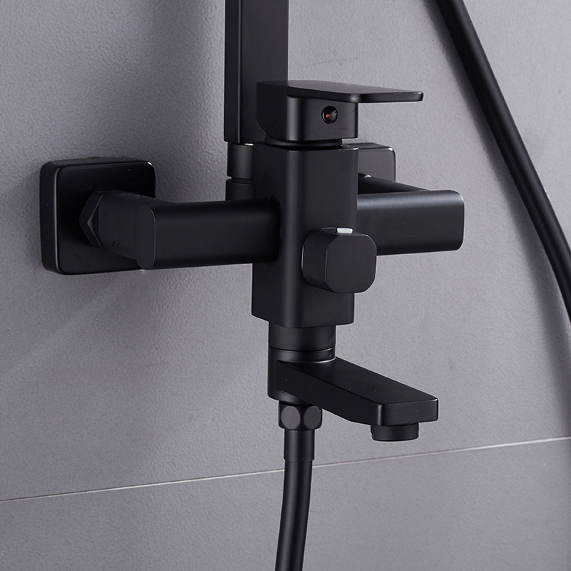 Bathroom Black Stainless Steel Hot Cold Shower Mixer In Wall Concealed 304 Rain Concealed Shower Set