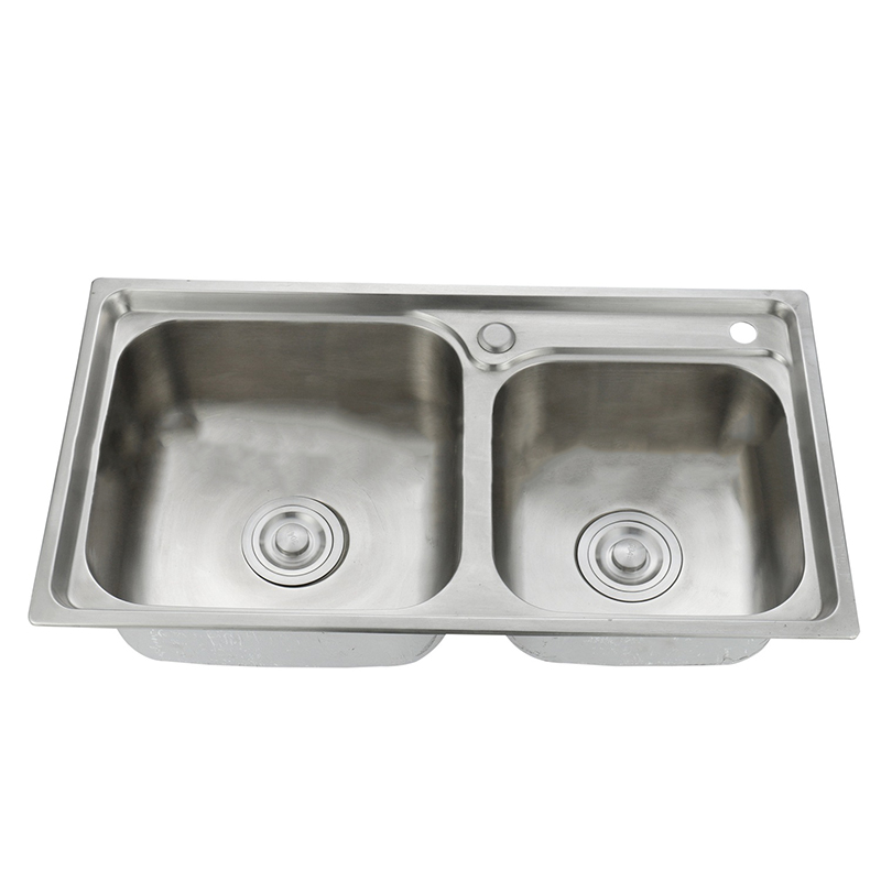 Double Kitchen Sink Embossed Polished Stainless Steel Kitchen Sink For Home Decor Without Drain Board
