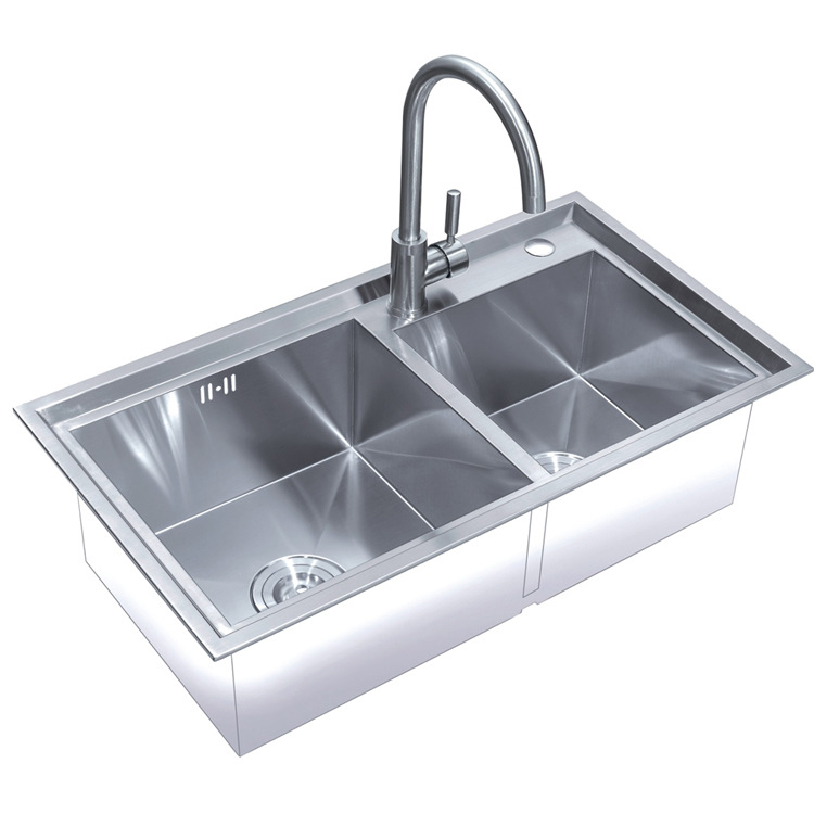 Multifunctional Kitchen Hardware Undermount Double Bowl Stainless Steel Double Sink With Faucet
