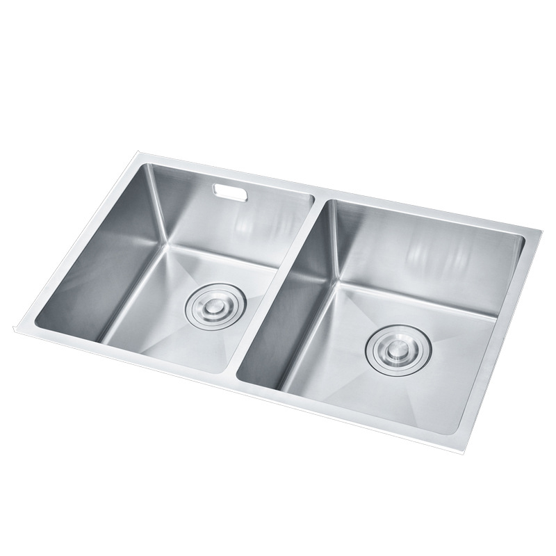 High Grade Stainless Steel 304 Double Bowl Undermount Equal Double Bowl Kitchen Sinks