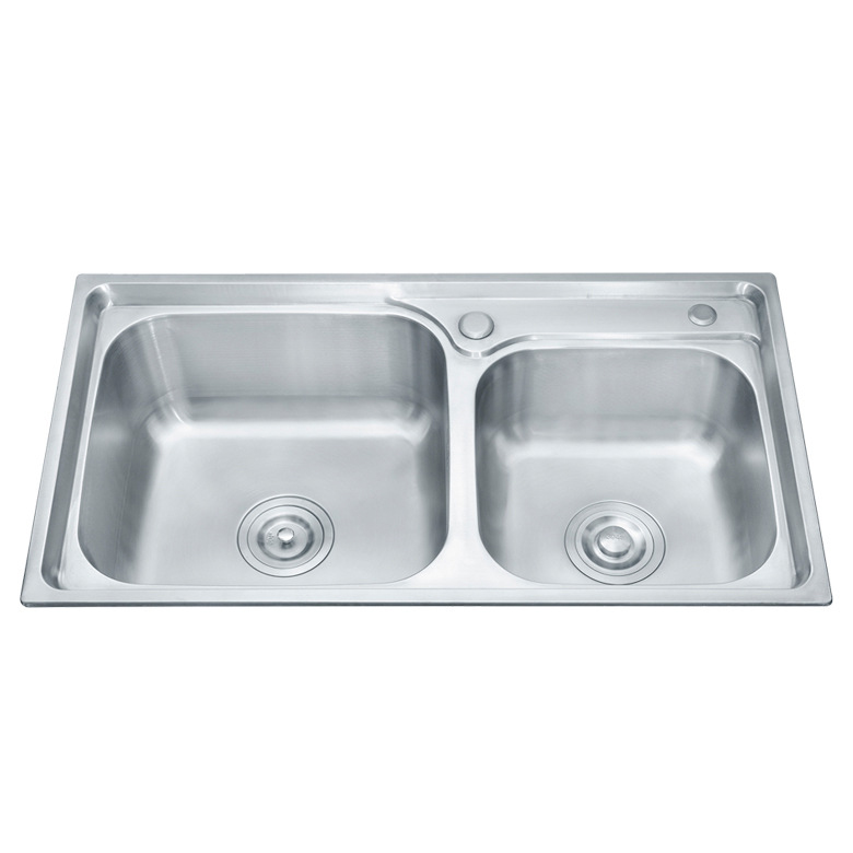 Farmhouse Rectangular Embossed Polished Double Stainless Steel Kitchen Sink For Washing
