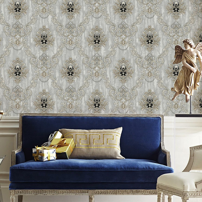 3D European relief wallpaper bedroom living room TV background luxury retro Damascus Large Floral Wallpaper