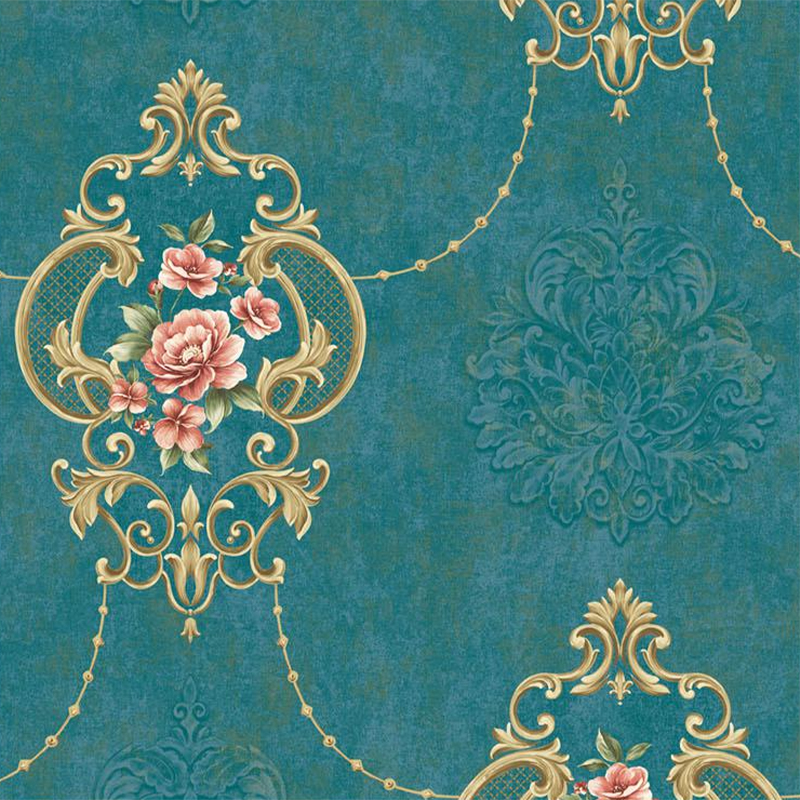 European Big Floral Style Classical Textile Linen Wallpaper Corduroy Wall Paper