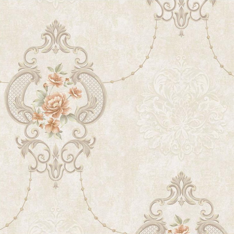 European Big Floral Style Classical Textile Linen Wallpaper Corduroy Wall Paper